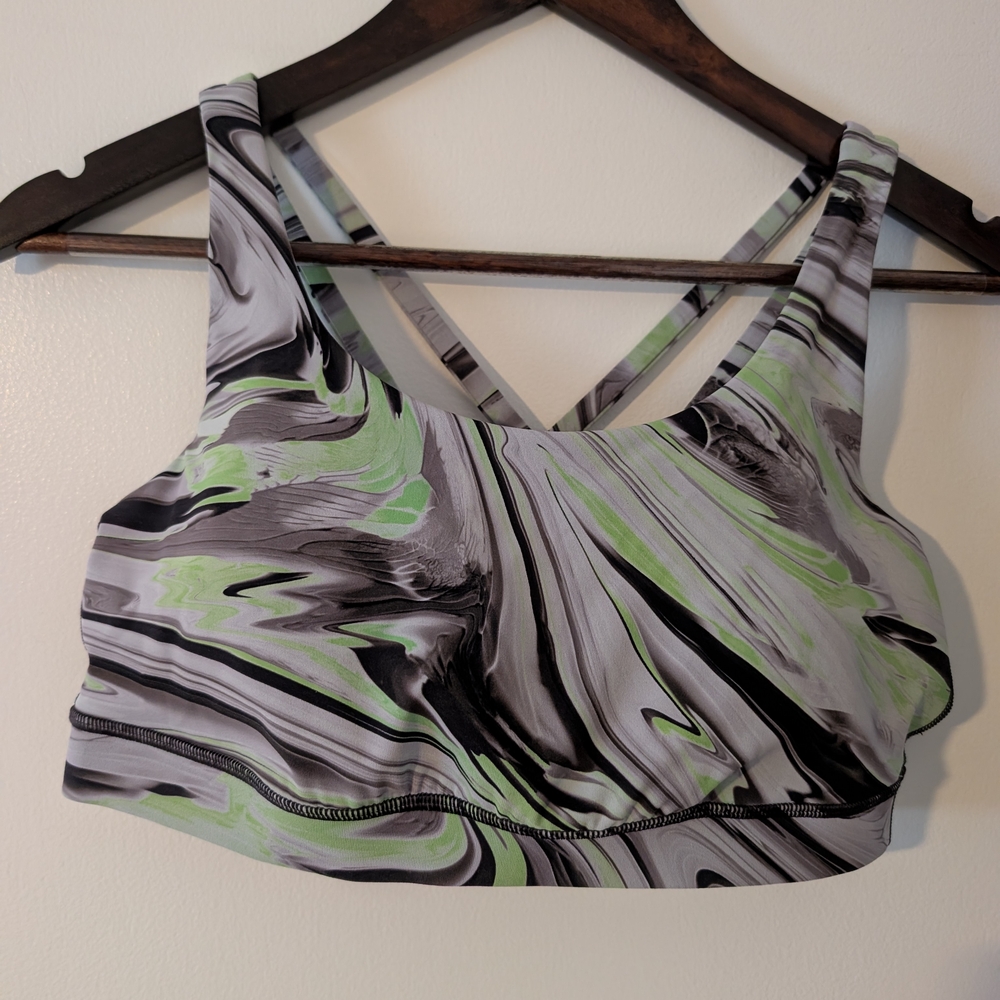 lululemon athletica Marble Print Sports Bra - Green and Gray